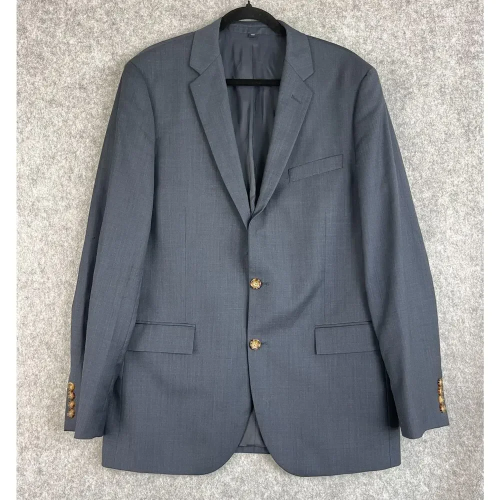 J Crew‎ Thompson Blazer Sport Coat Mens 42L Blue Wool 2 Button Preppy Career